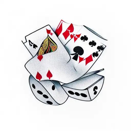 A Gambling-themed Tattoo Featuring Dice And A Music Cassette