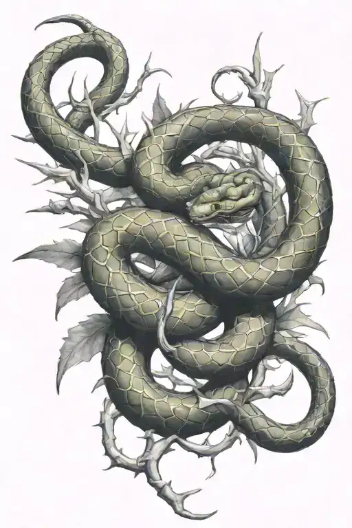 Snake And Thorns On The Skin