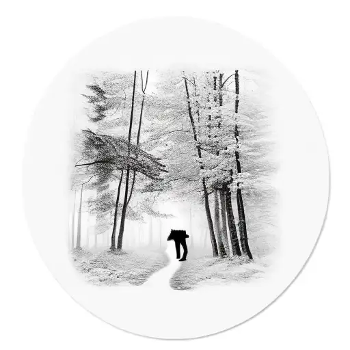 Forest With A Pathway And A German Shepherd Walking Down It