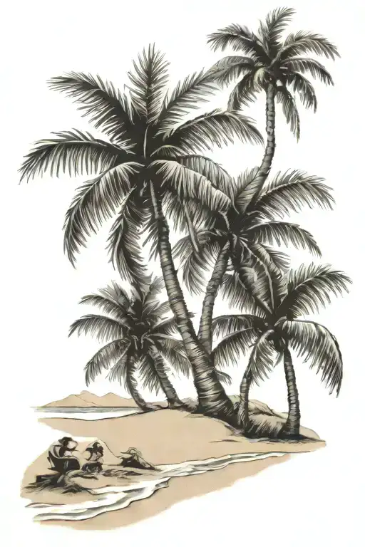 Palm Tree Beach Scene