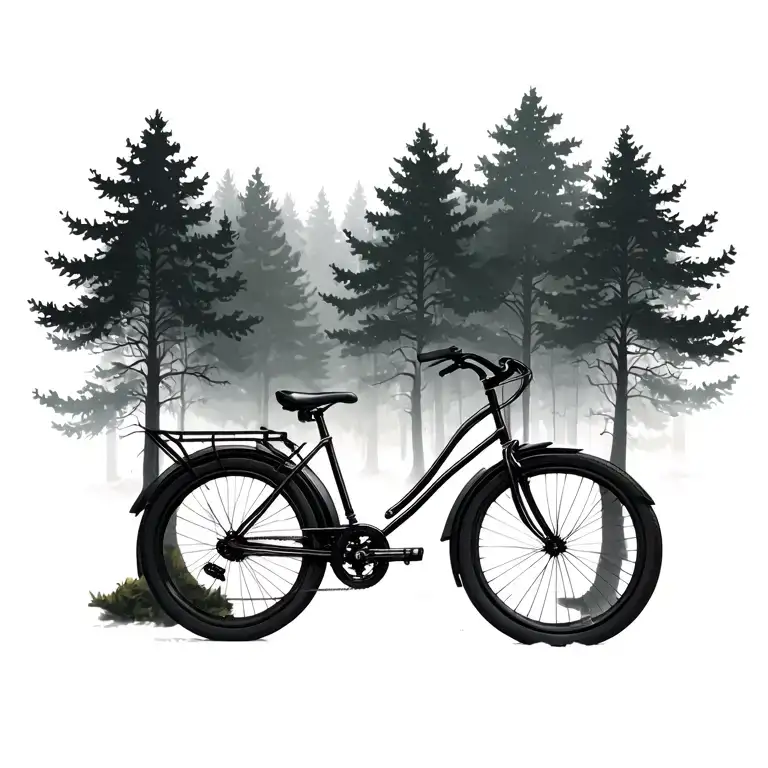 Forest And Bicycle Stable Made Of Tree Shadows