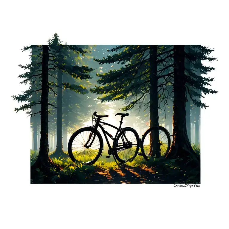 Forest And Bicycle Stable Made Of Tree Shadows