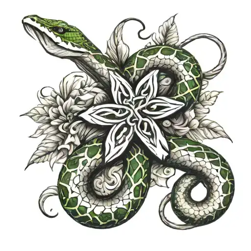 Cross And Snake Intertwined