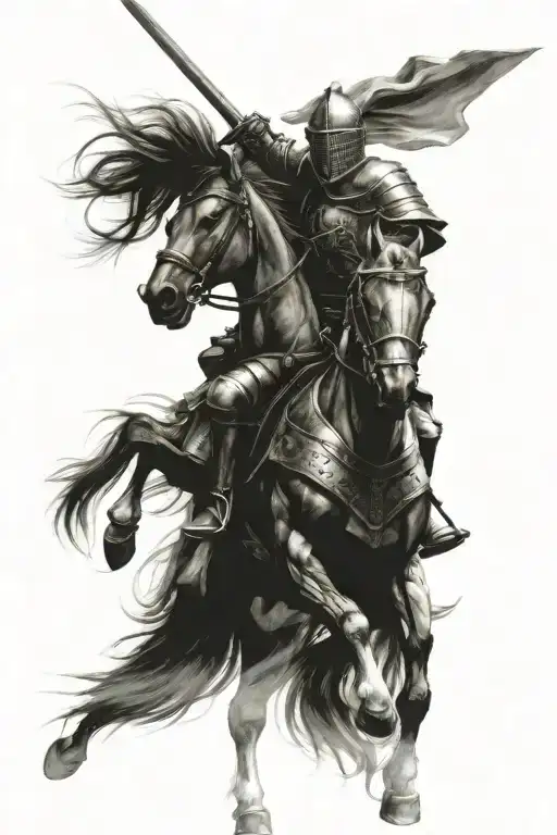 Horse And Knight Holding A Sword