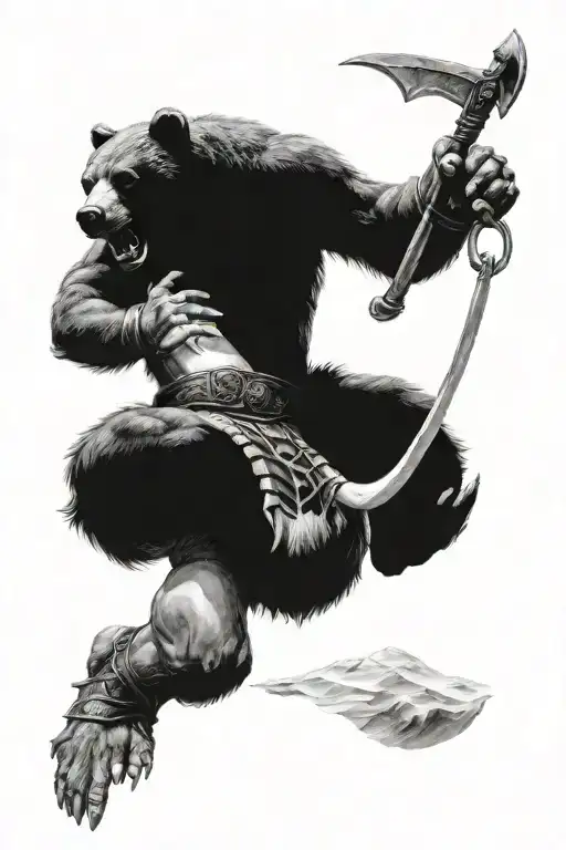 Bear Bull Gladiator Warrior Battling