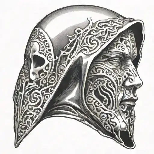 Side Hood With No Face Looking Into Mirror Reflecting