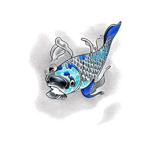 A Black And A Blue Koi Fish Swimming