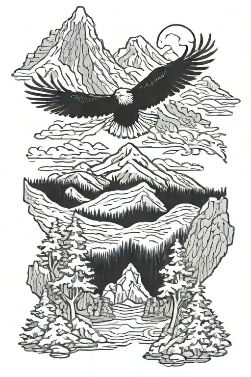 Eagle Forest Mountain Range With A Hidden