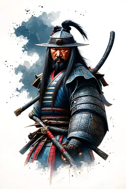 Samurai Against The Background