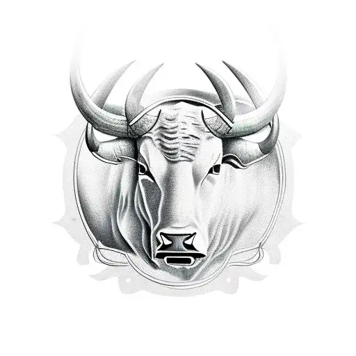 Emblem With Realistic Bull Elements