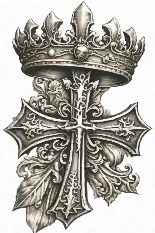 Christian Cross With Crown