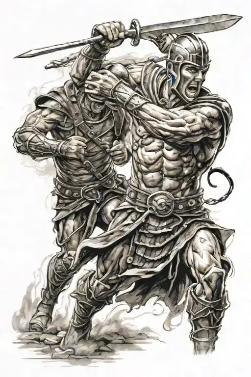 Spartacus Just Broke Free Of His Chains And Is Fighting A Roman Soldier