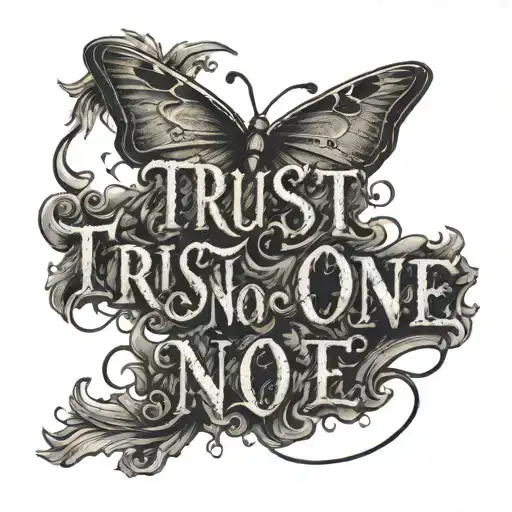 Trust No One Lettering With Background Black And White