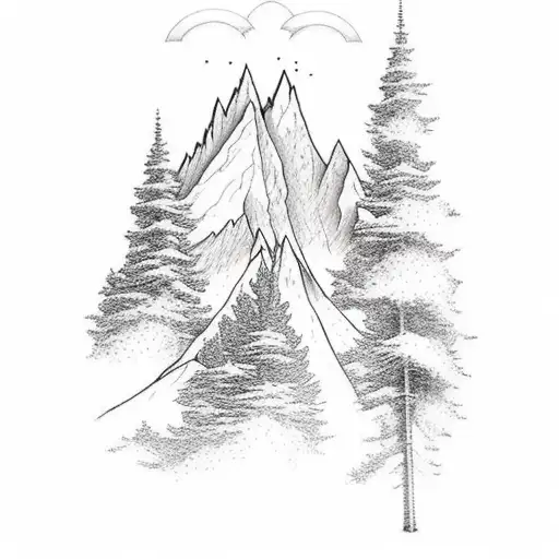 A Mountain And Trees