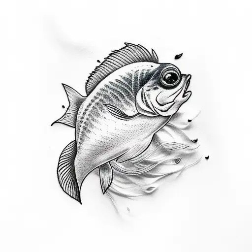 A Minimalist Tattoo Of A Fish And A Feather