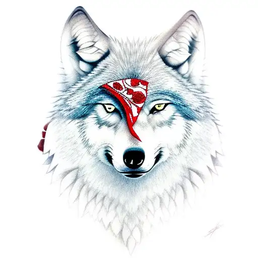 Wolf Blindfolded With Red Scarf