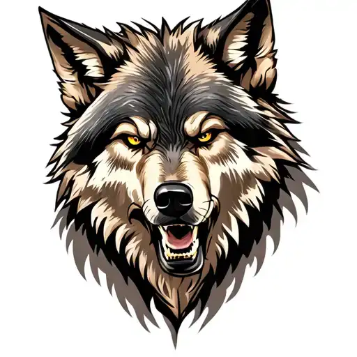 Angry Wild Wolf From Front