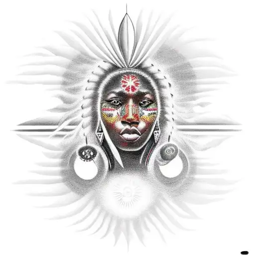 Black Female Native American In Front Of Sun