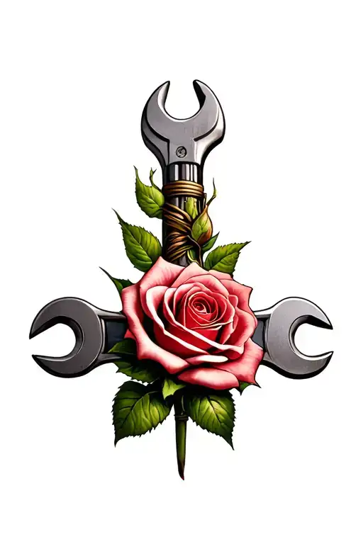 Rose And Wrench Intertwined
