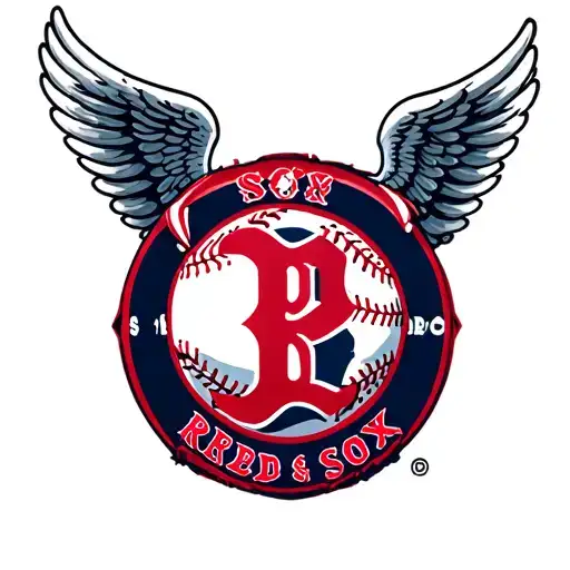 Baseball With Angel Wings And Red Sox Logo