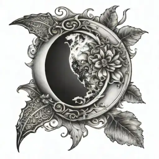 Half Sun Half Moon Merging Together