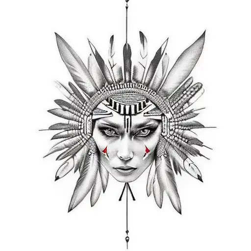 Beautiful And Fit Indigenous Woman Walking From War