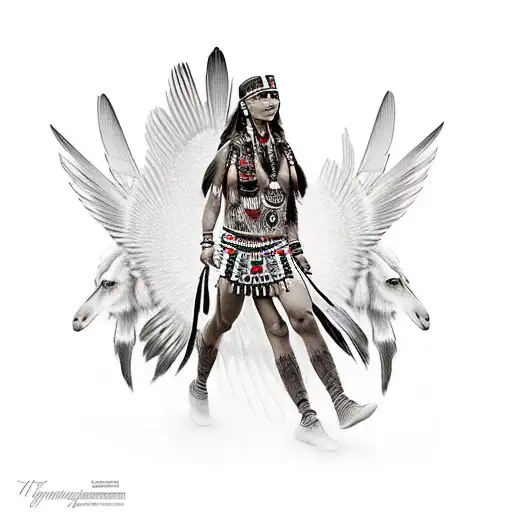 Beautiful And Fit Indigenous Woman Walking From War