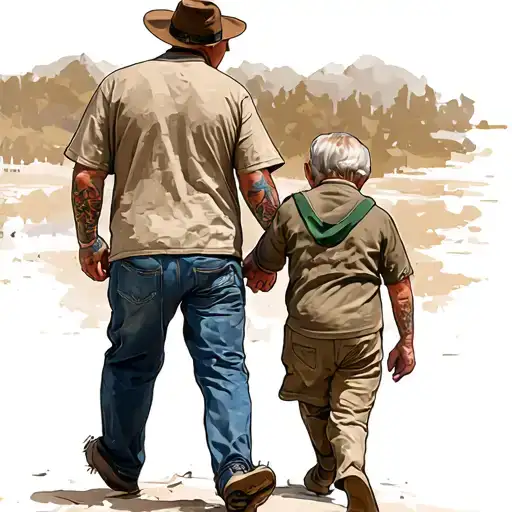 Pa And Grandson Walking