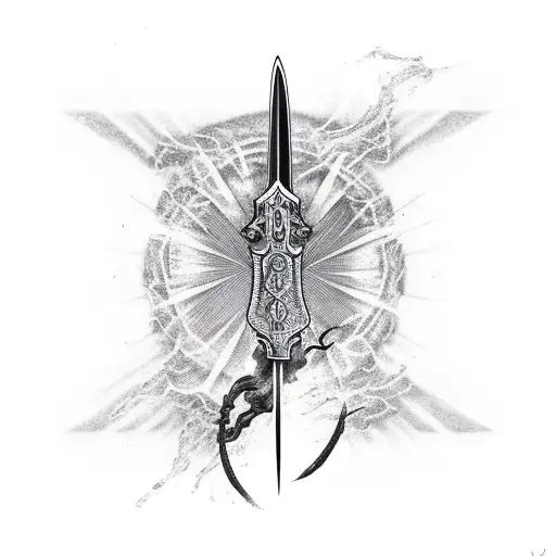 A Shatterd Long Katana With Flames Over It