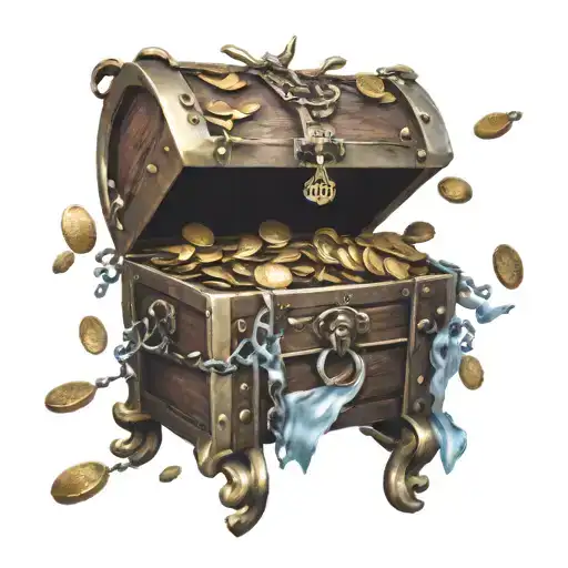 Pirate Chest Full Of Coins Spilling Out