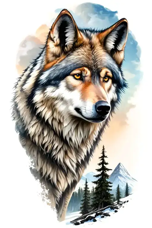 Wolf And Woods And Mountains