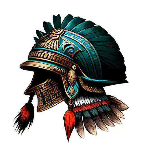 Trogan Helmet With Mayan Calander Incoroprated