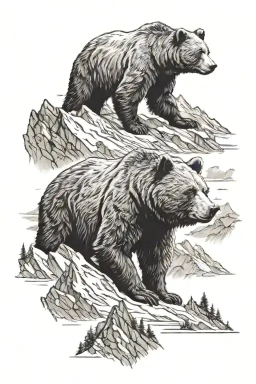 Bear On A Mountain Range