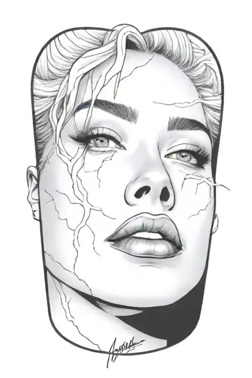 The Face Of A Sexy Girl In Lightning