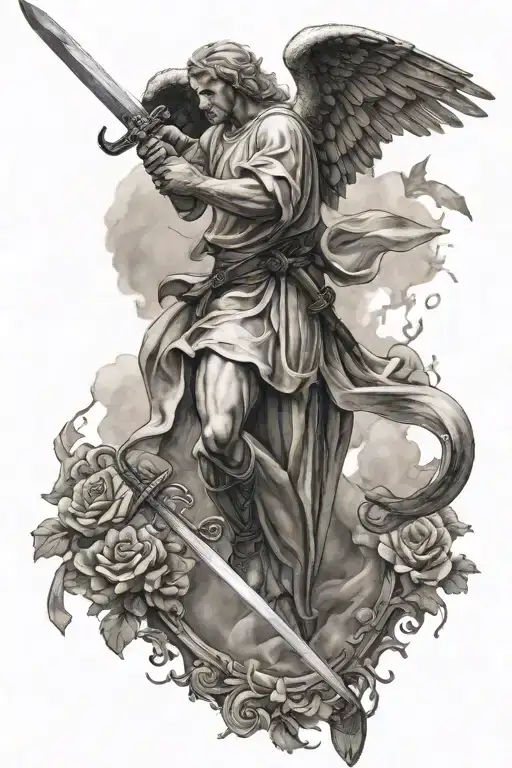 Fighting Angel Holding Sword