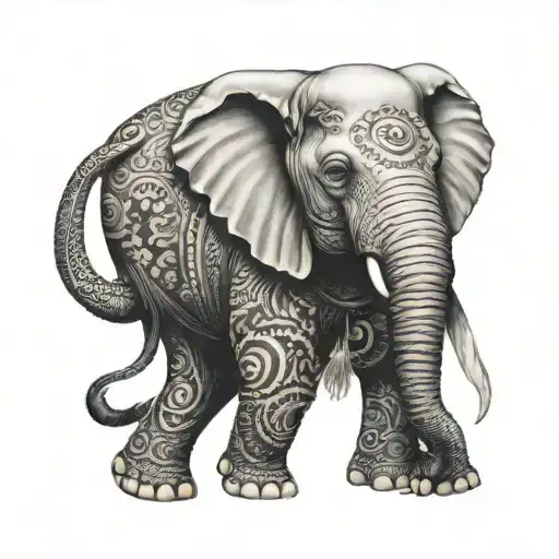 Elephant Adorned With Traditional