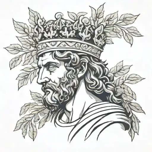 Greek God Wearing A Crown Made Of Olive Leaves