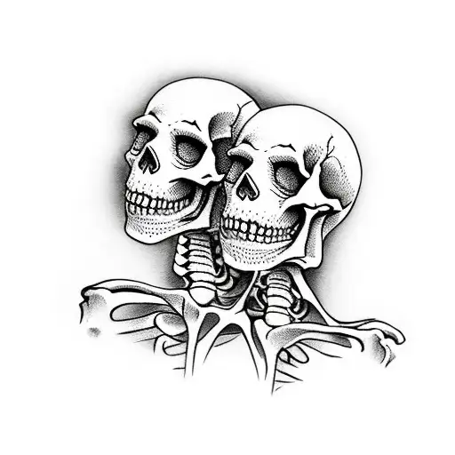 Skeleton Man With Human Woman In Love