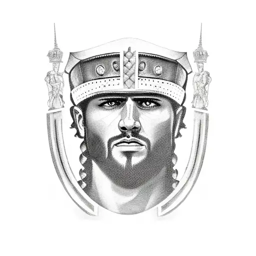 Roman Gladiator With Colloseum In Background