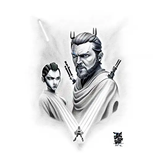 Star Wars Tattoo Of Obi Wan Vs Darth Maul From Star Wars Rebels In A Diamond