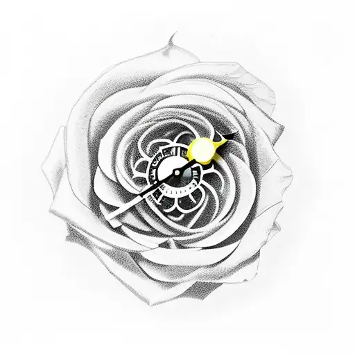 Clock Gears Forming The Shape Of A Black Mamba With Roses Blooming Around It