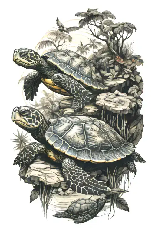 Turtle Forest Scene
