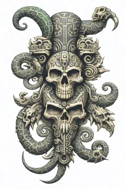 Inca Cross With Skull Snake Bear And Scorpion Made