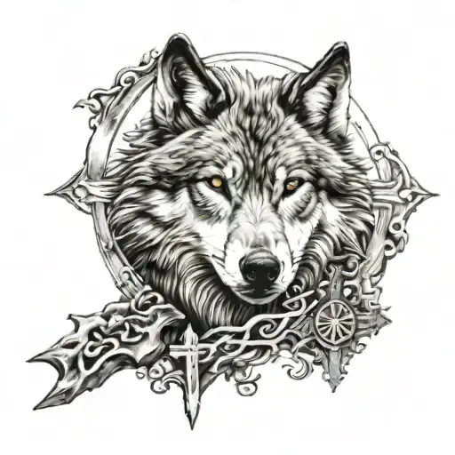 Wolf With A Cross