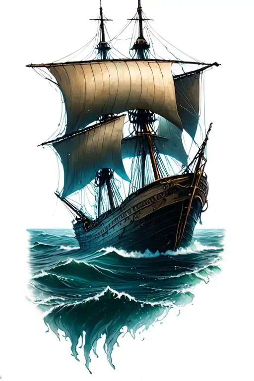 Sunken Ship Ocean Scene