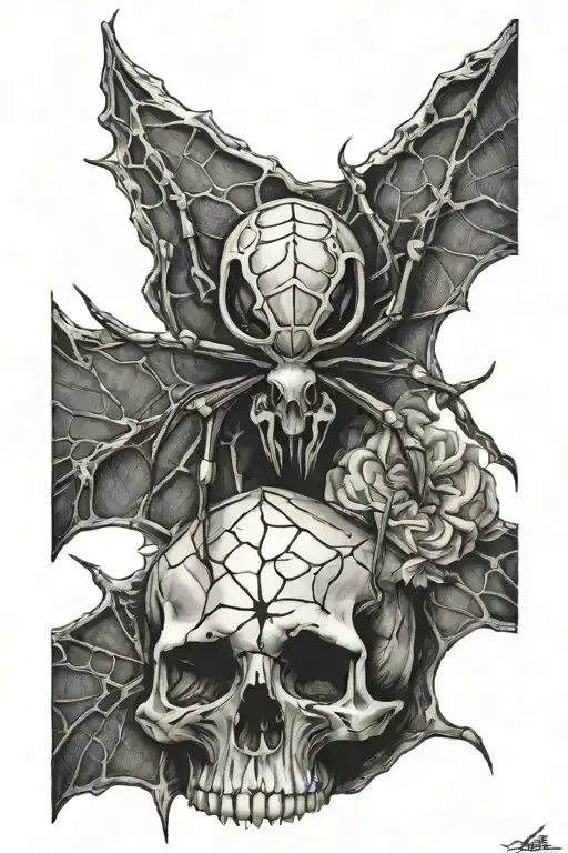 Spider And Skull Are A Single Image That Has Life