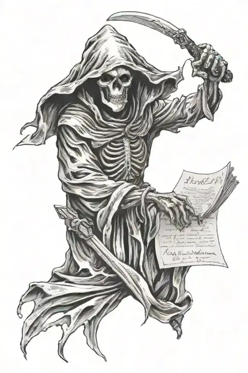Grim Reaper Holding A Note