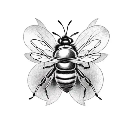 Simetrical Honey Bee On Flower