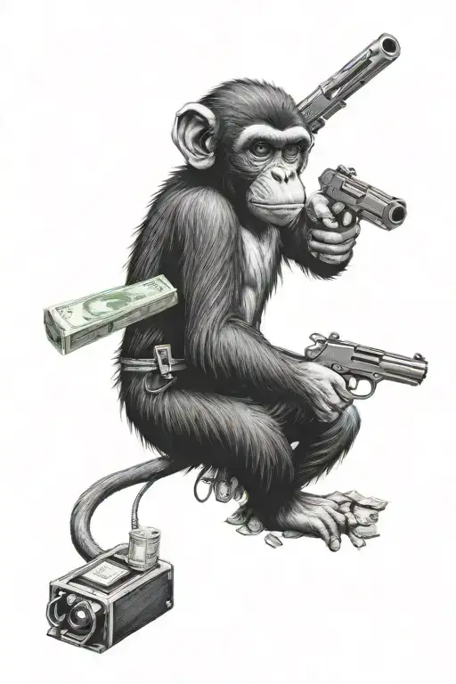 Gangster Monkey With Money And Guns