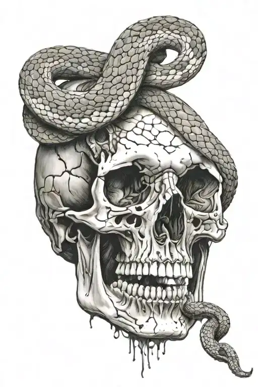 Snake Going Through A Skull